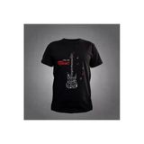 Unisex Siyah Gitar Nota Müzik Baskılı Tshirt