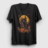Unisex Siyah Haunted House Halloween Cadılar Bayramı T-Shirt 500591TT - XL