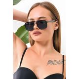 Unisex Siyah Kare Çerçeve Siyah Uv 400 Yoğun Cam Güneş Gözlüğü Bej