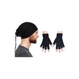 Unisex Siyah Kesik Eldiven Polar Bere Boyunluk Set