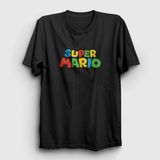 Unisex Siyah Logo Oyun Super Mario T-Shirt 324310TT - XL