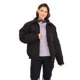 Unisex Siyah Mont, Oversize Bomber Ceket, Fermuarlı Cepli Tasarım (S)