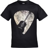 Unisex Siyah Pena Gitar Baskılı - XL