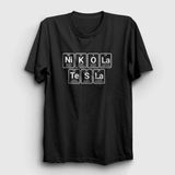 Unisex Siyah Periodic Table Scientist Nikola Tesla T-Shirt 337043TT