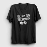 Unisex Siyah Real Men Backgammon Oyun Tavla T-Shirt 418663TT - XL