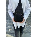 Unisex Siyah Suya Dayanıklı Krinkıl Çapraz Askılı Vücut Ve Bel Çantası Kırinkıl Body Bag