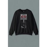 Unisex Siyah Sweatshirt Ac Dc Black Ice Guitar Gitar Rock Music Baskılı Sweat