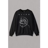 Unisex Siyah Sweatshirt Yaratık Alien Covenant Sinema Film Afiş Baskılı Sweat
