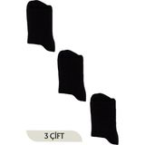 Unisex Siyah Tenis Soket Çorap Kolej 3'lü Paket - 40 - 46