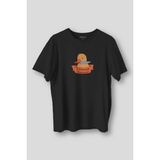 Unisex Siyah Tişört I Choose Violence Sarı Ördek Tatlı Funny Eğlenceli Yazı Baskılı T-Shirt - XS