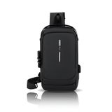 Unisex Siyah USB Çıkışlı Anti Hırsız Kilitli Suya Dayanıklı Çapraz Göğüs Omuz ve Bel Çanta