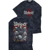 Unisex Slipknot Mask Sırt Baskılı Yıkamalı T-Shirt, Oversize Rock Band Temalı Retro Tişört - Siyah - XS