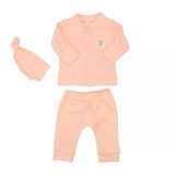 Unisex Somon Fitilli Düğümlü Bereli Little me Kendinden Eldivenli 3'lü Takım