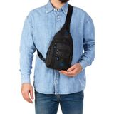Unisex Su Geçirmez Kulaklık USB Çıkışlı Çapraz Askılı Çanta Bel Omuz ve Göğüs Çanta Günlük Bodybag - Siyah - Mavi