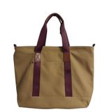 Unisex Su İtici Canvas Tote Bag - Mini Portföy Çantalı 15.6" Laptop Bölmeli Omuz Çantası - Camel