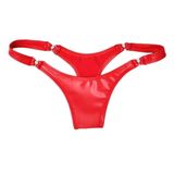 Unisex Suni Deri Tanga Külot, Tokalı Tasarım, Kırmızı ve Siyah Renk Seçenekleri, Elastan Malzeme (Kırmızı Unisex Külot Tanga, 48)