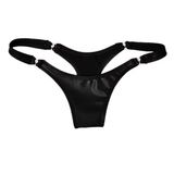 Unisex Suni Deri Tanga Külot, Tokalı Tasarım, Kırmızı ve Siyah Renk Seçenekleri, Elastan Malzeme (Siyah Unisex Külot Tanga, 36)