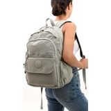 Unisex Suya Dayanıklı Krinkıl Kumaş Çok Gözlü Büyük Boy Laptop Okul ve Sırt Çantası LF-3012 - Açık Gri