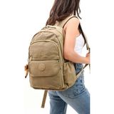 Unisex Suya Dayanıklı Krinkıl Kumaş Çok Gözlü Büyük Boy Laptop Okul ve Sırt Çantası LF-3012 - Bej