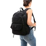 Unisex Suya Dayanıklı Krinkıl Kumaş Çok Gözlü Büyük Boy Laptop Okul ve Sırt Çantası LF-3012 - Siyah