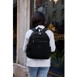 Unisex Suya Dayanıklı Krinkıl Kumaş Çok Gözlü Siyah Laptop Okul Ve Sırt Çantası