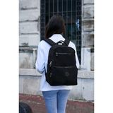 Unisex Suya Dayanıklı Orta Boy Krinkıl Kumaş Çok Gözlü Siyah Laptop Okul Ve Seyahat Sırt Çantası