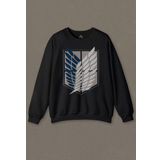 Unisex Sweatshirt Attack On Titan Regiments Sembol Anime Symbol Baskılı Siyah Sweat
