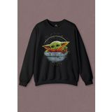 Unisex Sweatshirt Baby On Board Yoda Star Wars Yeşil Bebek Mandalorian Baskılı Sweat