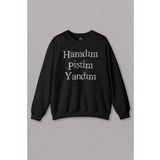 Unisex Sweatshirt Hamdım Piştim Yandım Mevlana Mesnevi Tasavvuf Baskılı Sweat