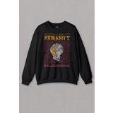 Unisex Sweatshirt Humanity Smiley Statue Neon Heykel 2K Urban Baskılı Sweat