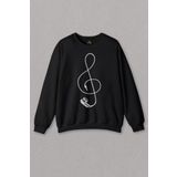Unisex Sweatshirt I Love Music Sol Anahtarı Kulaklık Walkman Baskılı Sweat PSW01S-1363