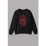 Unisex Sweatshirt Lion Fire Head Aslan Japan Maske Baskılı Sweat