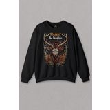 Unisex Sweatshirt Protect The Wildlife The Deer Nature Outdoor Doğa Geyik Siyah Baskılı Sweat