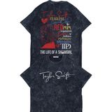 Unisex T.s Tüm Albümler Sırt Baskılı Yıkamalı T-Shirt, Oversize Taylor Swift Temalı Retro Tişört - Siyah - 4XL