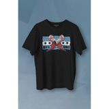 Unisex T-Shirt Eldiven Blue Flag cm Punk Fitness Dövüş Boks Gym Spor Baskılı Siyah Tişört