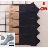Unisex Tabanı Havlu Kısa, Patik, Bilek Çorap 6'çift - 35 - 39 - Siyah