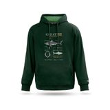Unisex Tasarım Kapşonlu Sweatshirt Anatomy Great White Shark, Nefti yeşil, M