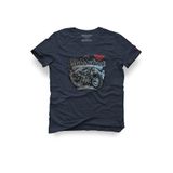 Unisex Tasarım Tshirt Old School Motorcu Tasarım Tişört, Gece Mavisi, 2XL