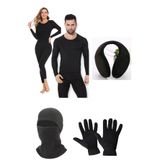 Unisex Termal İçlik Alt Üst Takım Polar Maske Polar Eldiven Set