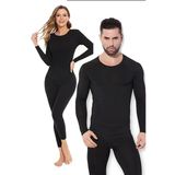 Unisex Termal İçlik Alt Üst Takım Termal Maske Siyah