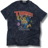 Unisex Thanos The Mad Titan Of The Universe Yazılı Yıkamalı T-Shirt, Oversize Mar Vel Temalı Tişört - Siyah - XL