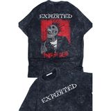 Unisex The Exploited Sırt Baskılı Yıkamalı T-Shirt, Oversize Rock Band Temalı Retro Tişört - Siyah - 4XL