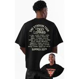 Unisex The Stadium Tour Def Leppard Sırt Baskılı Tişört, Oversize Rock Band Temalı T-Shirt - XL - Siyah