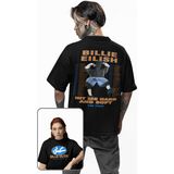 Unisex The Tour Sırt Baskılı Tişört, Oversize Billie Eilish Yazılı T-Shirt - M - Siyah