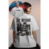 Unisex The Weeknd Television Sırt Baskılı Tişört, Oversize Rap Müzik Temalı Bisiklet Yaka T-Shirt - Beyaz - XL