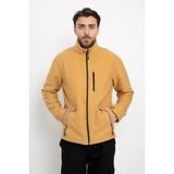 Unisex Traşlanmış Tüylenmez Cepli Polar Ceket Standart Tam Fermuarlı Soğuk Geçirmez Polar Mont - Turuncu