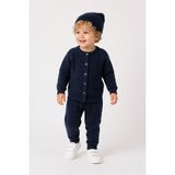 Unisex Triko Saç Örgülü Alt Üst Bere 3'lü Takım 22108 - 18 - 24 Ay - Lacivert