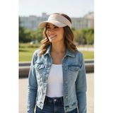 Unisex Uv Koruyucu Vizör Kasket Siperlik Tenis Gabardin Şapka Beyaz Bej