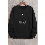 Unisex Uzay Temalı Bisiklet Yaka Sweatshirt