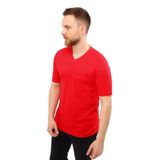 Unisex V Yaka Kırmızı Kısa Kollu Süprem Iş Tişörtü - V Yaka T-shirt Kırmızı-2XL